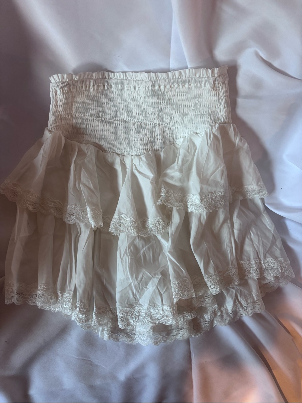 White Ruffled Tiered Skirt- Built In Shorts